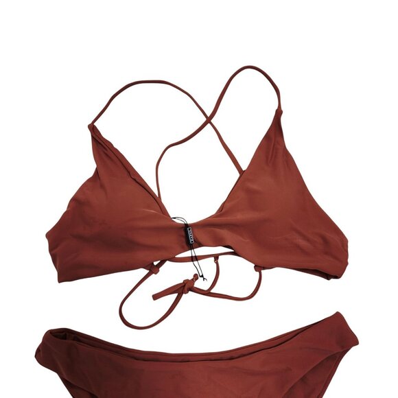 Zaful Rust Brown Swimsuit Triangle Bikini Set Womens Size S Swimwear - Picture 6 of 6